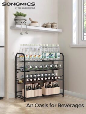 SONGMICS Stackable Shoe Rack, 4 Tier Metal Shoes Rack Storage Shelf, Holds up to